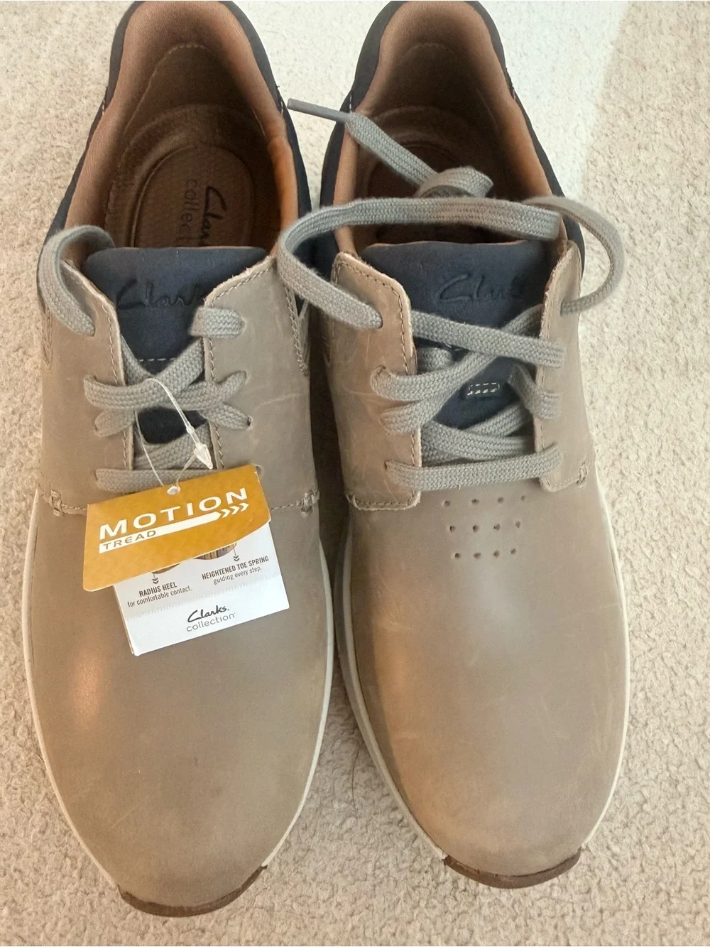 New! Clarks Men's Slip-On Casual Shoes in Taupe and Navy 7